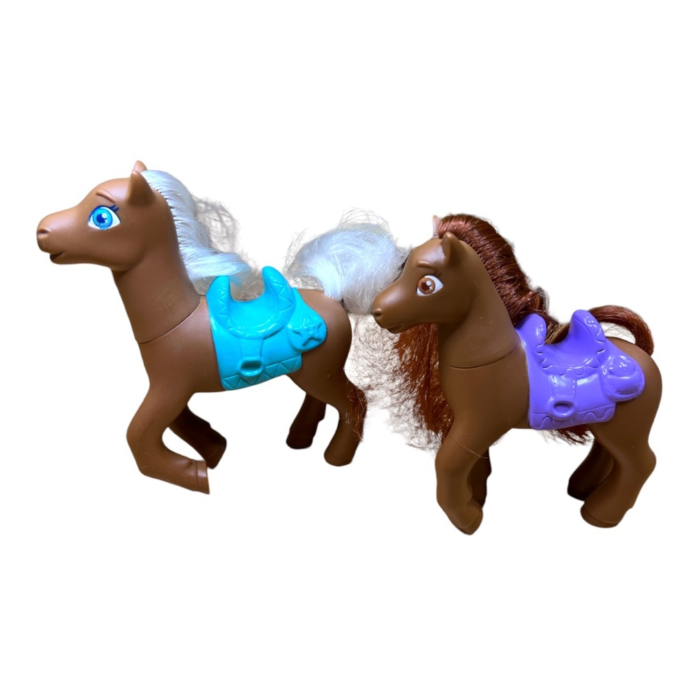 2 Dora The Explorer Horses with Saddles Brown 5 Inches Tall Mattel 2012
